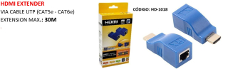 EXTENDER HDMI VIA CABLE UTP (CAT5e - CAT6e) Extension max: 30M