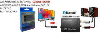 ADAPTADOR DE AUDIO OPTICO CONVIERTEE AUDIO DIGITAL A AUDIO ANALOGICO L/R