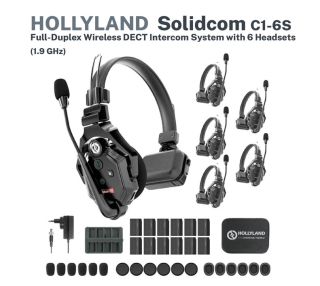 SISTEMA DE INTERCOMUNICADOR DECT INALAMBRICO DUPLEX COMPLETO C/ 06 AURICULARES (1,9 GHz) HOLLYLAND SOLIDCOM C1-6S