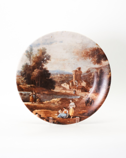 Plato decorativo porcelana pintada escena campestrre