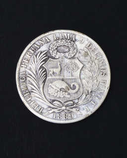 Moneda de plata Perú Un sol 9 décimos 1889