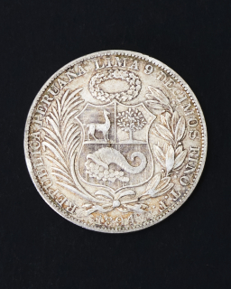 Moneda de plata Perú Un sol 9 décimos 1894
