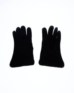 Vintage Guantes gamuza negra con bordado