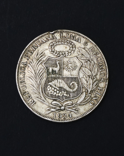 Moneda Un sol de oro en plata 5 decimos 1934