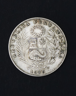 Moneda de plata Perú ½ sol 5 decimos 1935