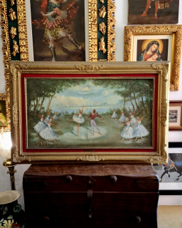 Pintura bailarinas óleo lienzo marco madera firmada