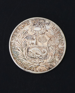 Moneda de plata Perú Un sol 9 decimos 1895