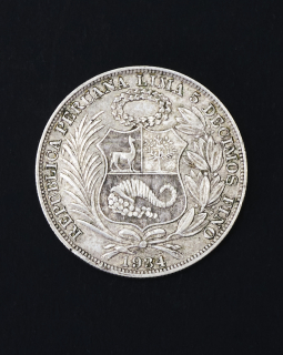 Moneda de plata Perú Un sol 5 decimos 1934