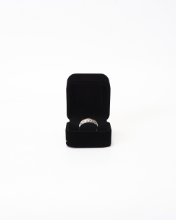 Anillo plata 950 y oro 18k doble banda brillantes