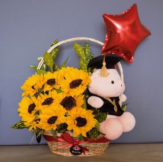 Canasta graduación girasoles