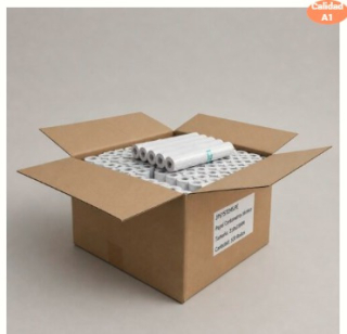 Caja de 100 rollos de papel térmico blanco 210x35mm 55g