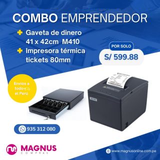 Combo Gaveta dinero 41x42cm M410 + Impresora térmica tickets 80mm