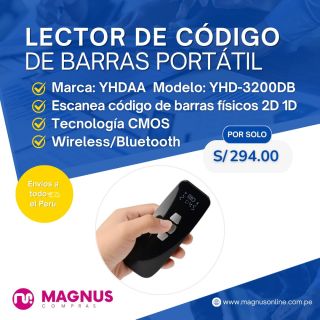 Lector código barras portátil Wireless/Bluetooth YHDAA 2D YHD-3200DB