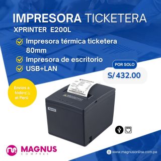 Impresora ticketera térmica escritorio USB + LAN E200L 80mm