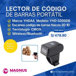 Lector código de barras Anillo portátil 1D 2D Bluetooth Wireless YHD-3300DB