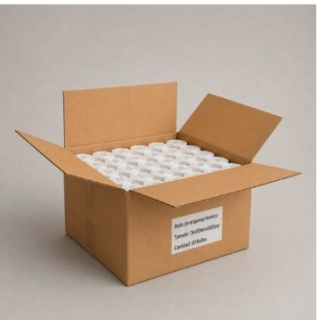 Caja de 50 rollos de 500 etiquetas adhesivas térmico 76x50mm TD blanco