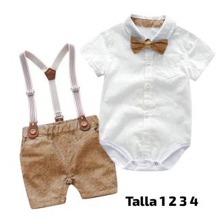 Ternito elegante bebe BEIGE body short elegante codigo 100353B