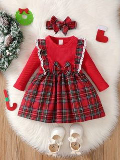 Vestido rojo con tirantes  blanco  escoces rojo codigo 100541