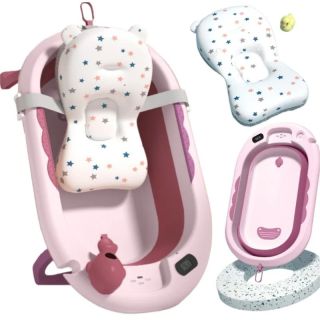TINA  BAÑERA DE BAÑO PLEGABLE  COJIN TERMOMETRO BALLENITA