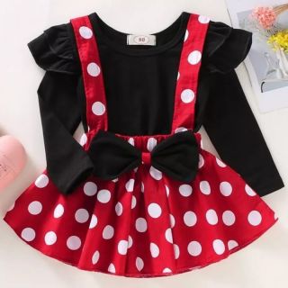Hermoso vestido  niñas Minnie negro rojo  dos piezas codigo 100305LRJ