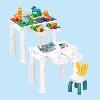 Mesa con bloques de Construcción de 74 piezas codigo 100474m74