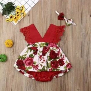 Vestido BODY rojo rosa con su VINCHA  Código producto 100262RJ