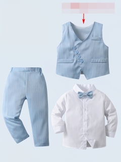 Traje elegante celeste con chaleco    CODIGO 100554