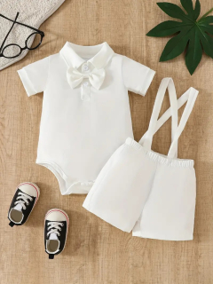 Traje de Niño con Tirantes y Manga Corta para Blanco 100532