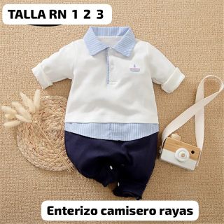 ENTERIZO BEBE ELEGANTE  CAMISERO RAYAS CELESTE,  p034m3