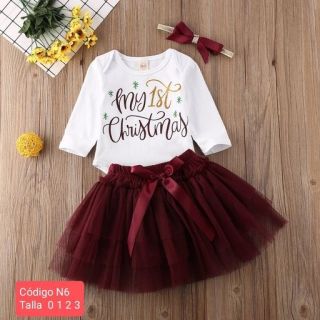 Conjunto bebe niñas Mi primera Navidad modelo N6