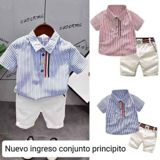 HERMOSO MODELO PRINCIPITO conjunto para niños bebe súper fresco dos colores de camisa IMPORTADO codigo 100300