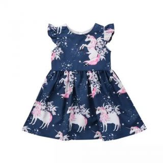 Vestido niñas unicornio azul código 100066