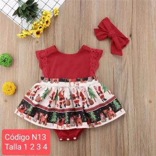 Hermoso vestido body papanoel bebe niñas codigo N13