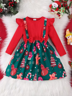 Vestido de manga larga  con diseño galletas de jengibre  CODIGO 100478