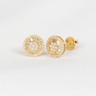 Aretes Halo Baguettes