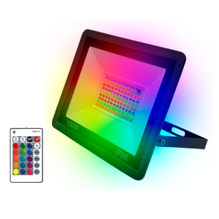 Reflector Led Rgb Multicolor Ip65 De 100w Evento Decoración Negro Rgb