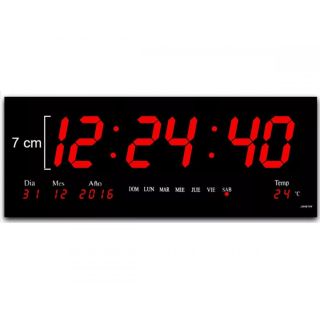 Reloj Digital De Pared Led 46 X 22 Cm Calendario Temperatura