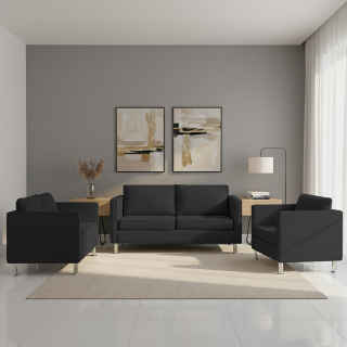 JUEGO DE SALA CASABELLA MARCUS 3-2-1 NEGRO