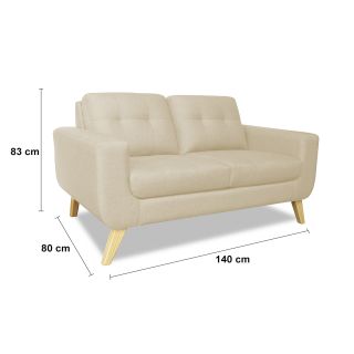 Sofá Rohan 2 cuerpo  Crema