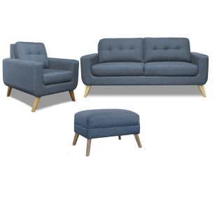 Juego de Sala Rohan 3-1 +banqueta  A-Acero