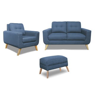 Juego de Sala Rohan 2-1 + Banqueta  A-Azul