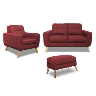 Juego de Sala Rohan 2-1 + Banqueta M-Rojo