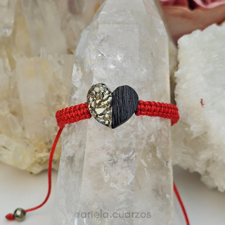 Pulsera tejida con Pirita y Turmalina