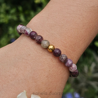 Pulsera elástica de Turmalina Rosada