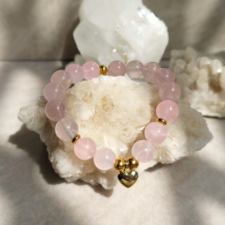 Pulsera Cuarzo Rosa Corazón