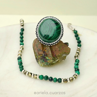 Pulsera Leprechaun Pirita y Malaquita