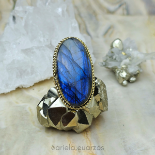 Anillo Labradorita Azul Cupreo