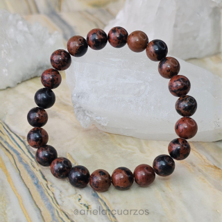 Pulsera elástica de Obsidiana Caoba