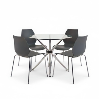 Juego De Comedor Lumo Negro 4 Asientos Ofideas