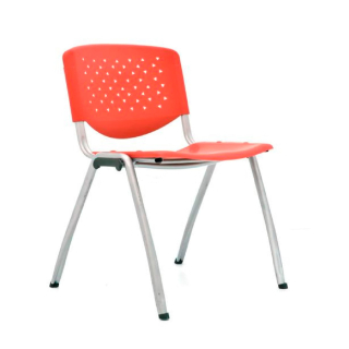 Silla Fija De Visita Prisma Rojo Tubo Gris Ofideas